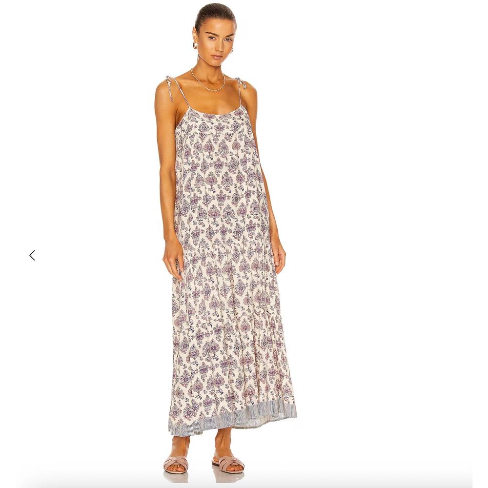 Natalie Martin Melanie Tiered Floral Boho Cottagecore Maxi Dress Lilac Small 4-6
